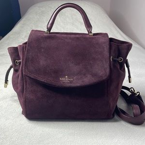 Kate spade plum suede and leather Laurel way lilah top handle bag used large
